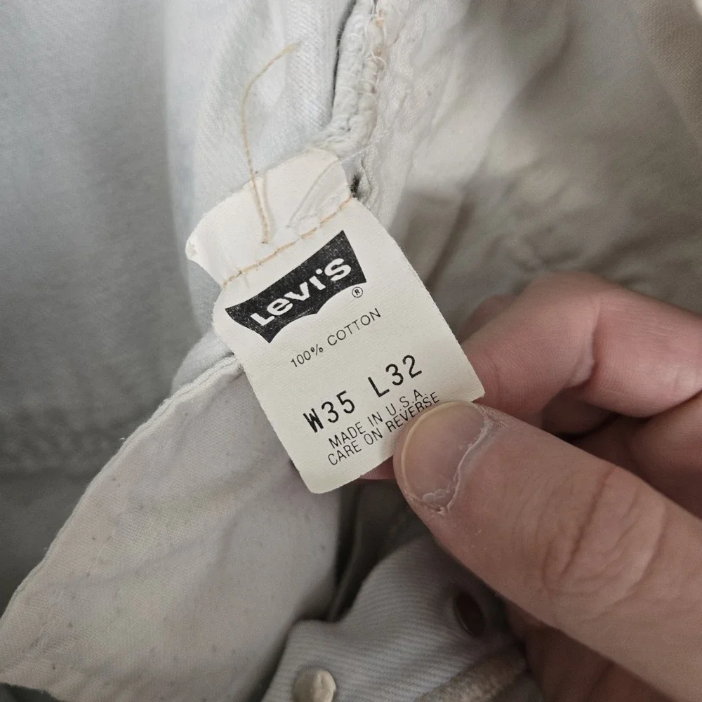 Vintage Levis 501 Jeans Mens 35x32 (Fit 32x30) White Straight Button Fly USA 80s